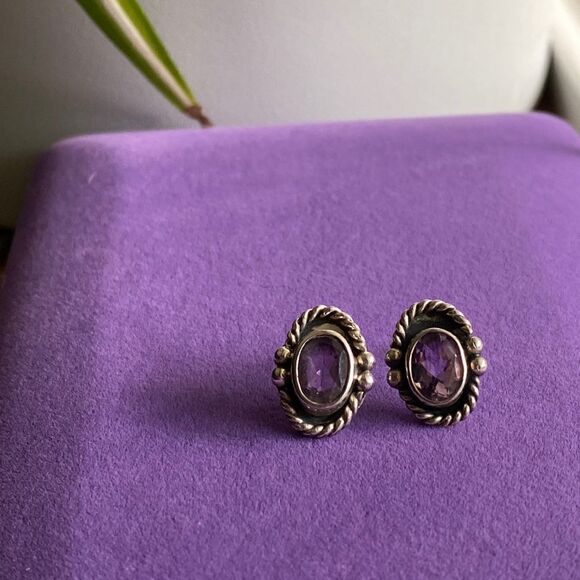 Jewelry - 💛 925 Vintage Handmade Amethyst Earrings